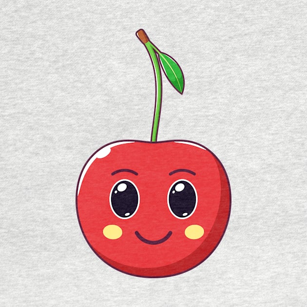 Cute Kawaii Cherry, Cartoon Ripe Fruit by DmitryMayer